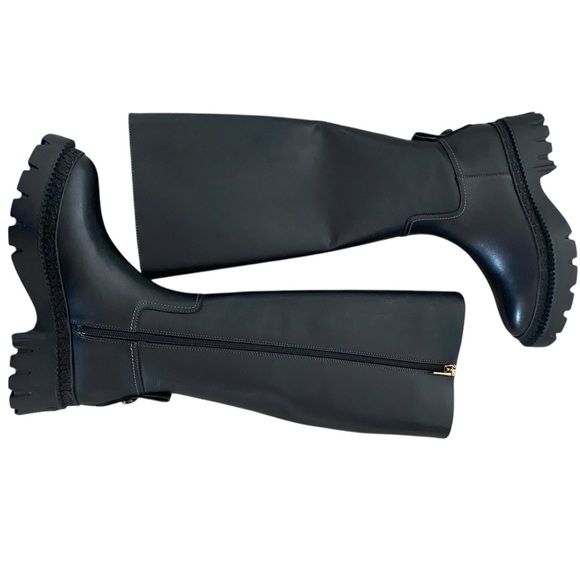 NEW Coach Black Leather Tall Lug Sole Riding Boots • Size 6B / 36.5 - Picture 2 of 12